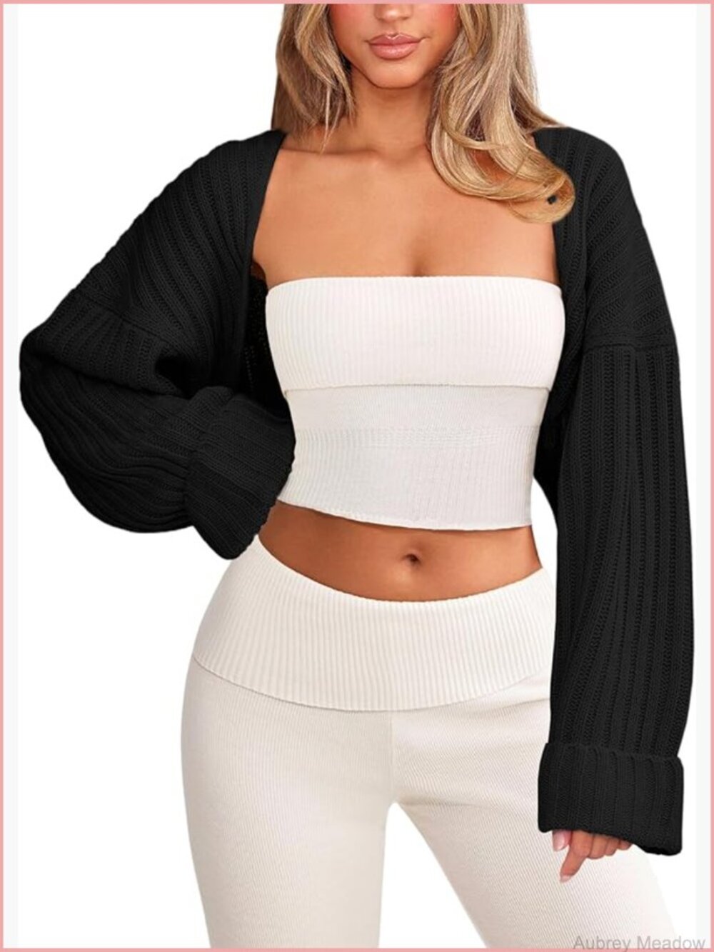 Chunky Knit Bolero Shrug Cardigan Open Front Cropped Sweater